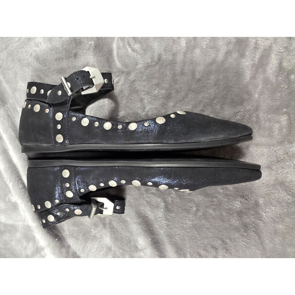 Free People Black Studded Ankle-Strap Flats - Picture 6 of 8